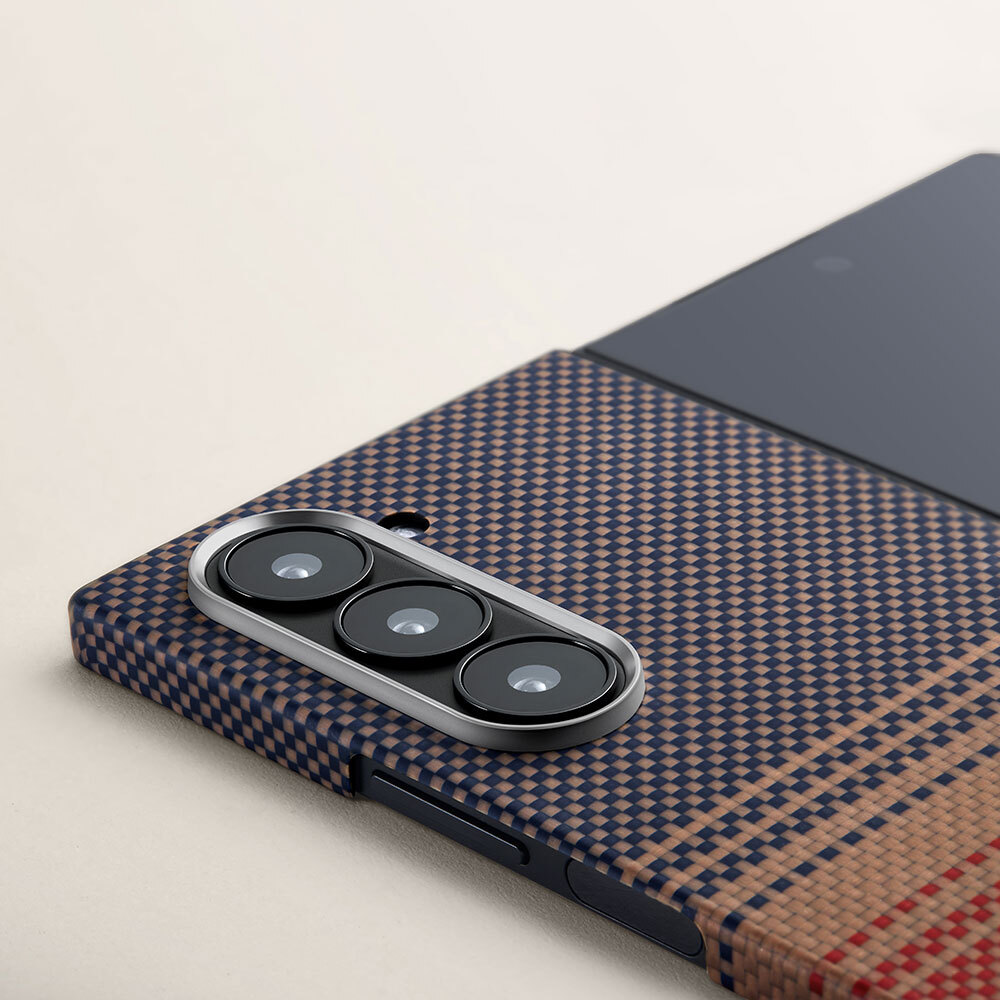 Samsung Galaxy Z Fold 6 Uyumlu Kılıf Magsafe Şarj Özellikli Aramid Fiber Pitaka Tactile Woven Sunset-Moonrise Serisi Sunset Kapak - 6