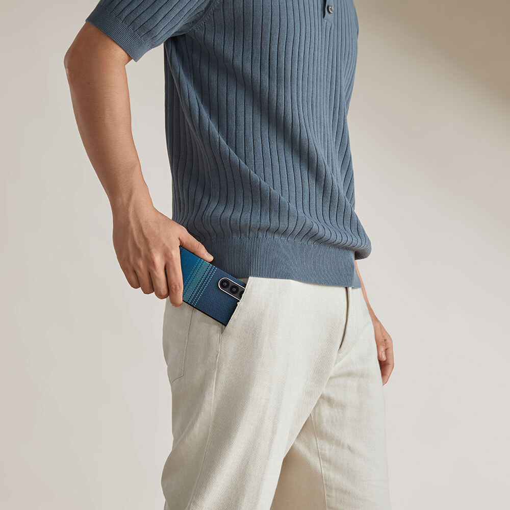 Samsung Galaxy Z Fold 6 Uyumlu Kılıf Magsafe Şarj Özellikli Aramid Fiber Pitaka Tactile Woven Sunset-Moonrise Serisi Moonrise Kapak - 12