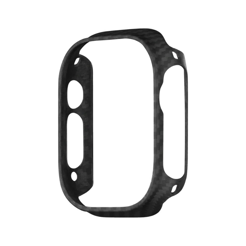 Apple Watch Ultra 49mm Uyumlu 600D Aramid Fiber Classic Serisi Black-Grey Twill Kasa Koruyucu Pitaka Air Case - 4