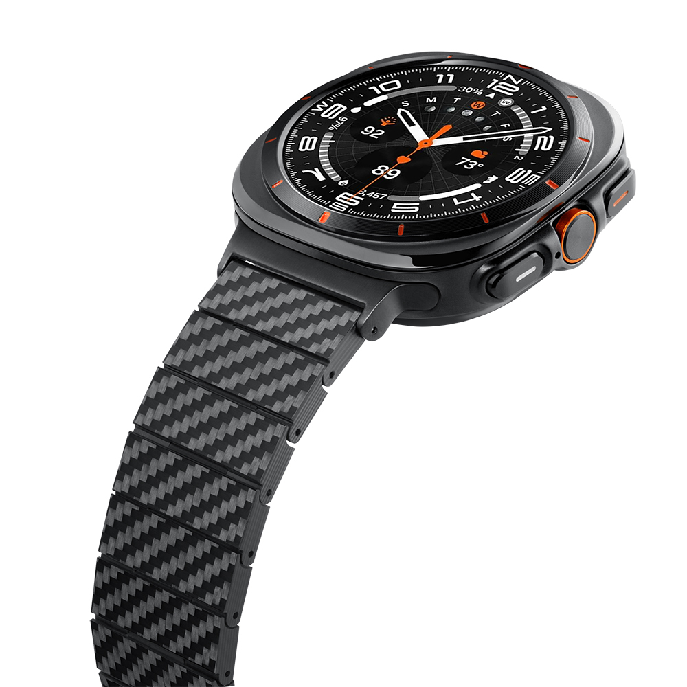 Samsung Galaxy Watch Ultra 47mm Uyumlu Serisi Uyumlu Karbon Fiber Pitaka Modern Serisi Black-Grey Twill Kordon - 7