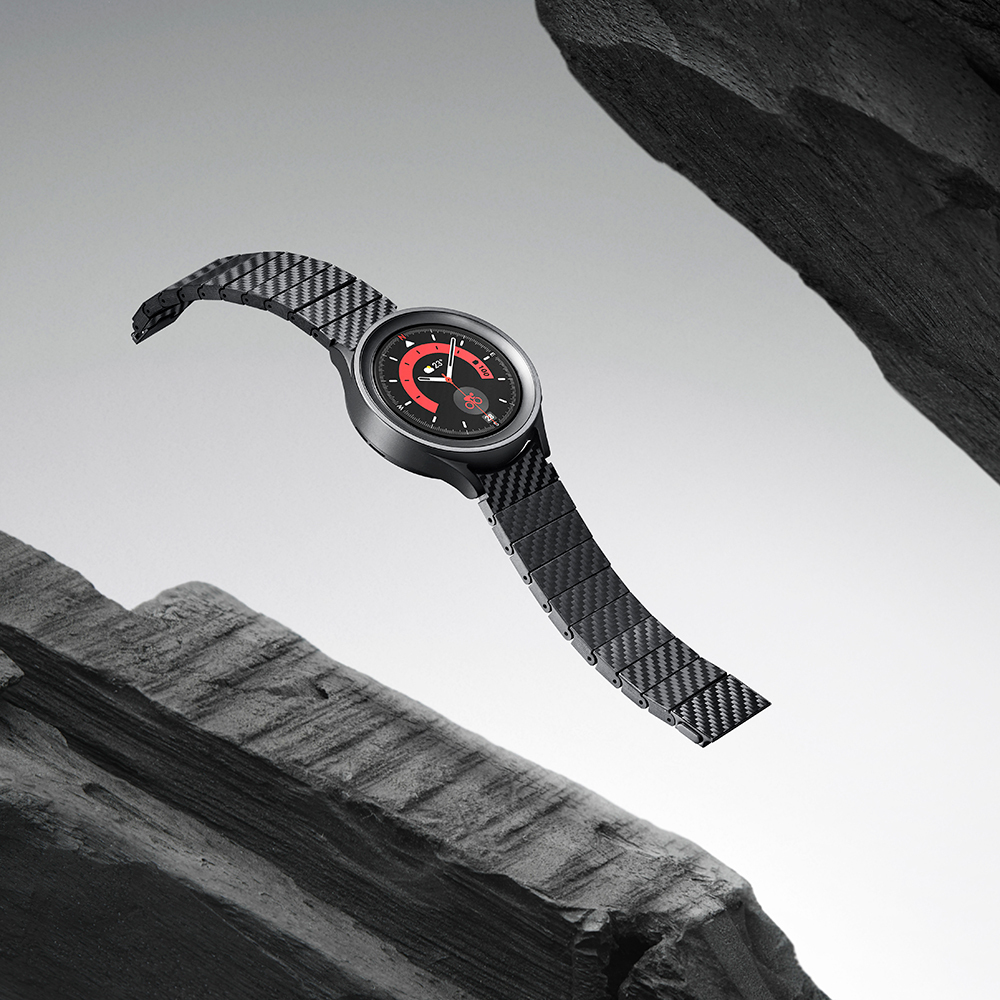 Samsung Galaxy Watch 4 40mm Uyumlu Karbon Fiber Pitaka Modern Serisi Black-Grey Twill Kordon - 17