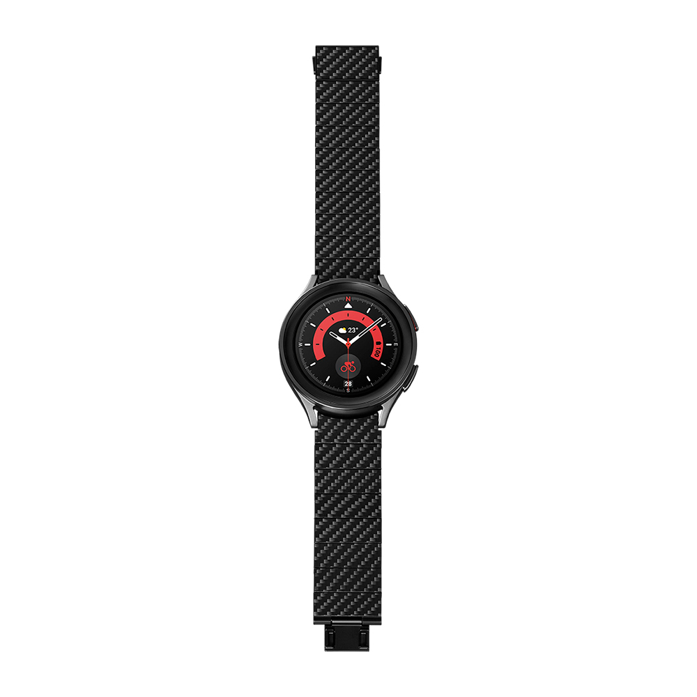 Samsung Galaxy Watch 6 44mm Uyumlu Karbon Fiber Pitaka Modern Serisi Black-Grey Twill Kordon - 4