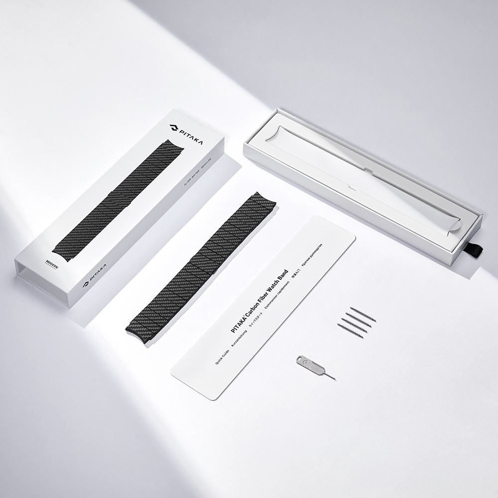 Samsung Galaxy Watch 7 44mm Uyumlu Karbon Fiber Pitaka Modern Serisi Black-Grey Twill Kordon - 12