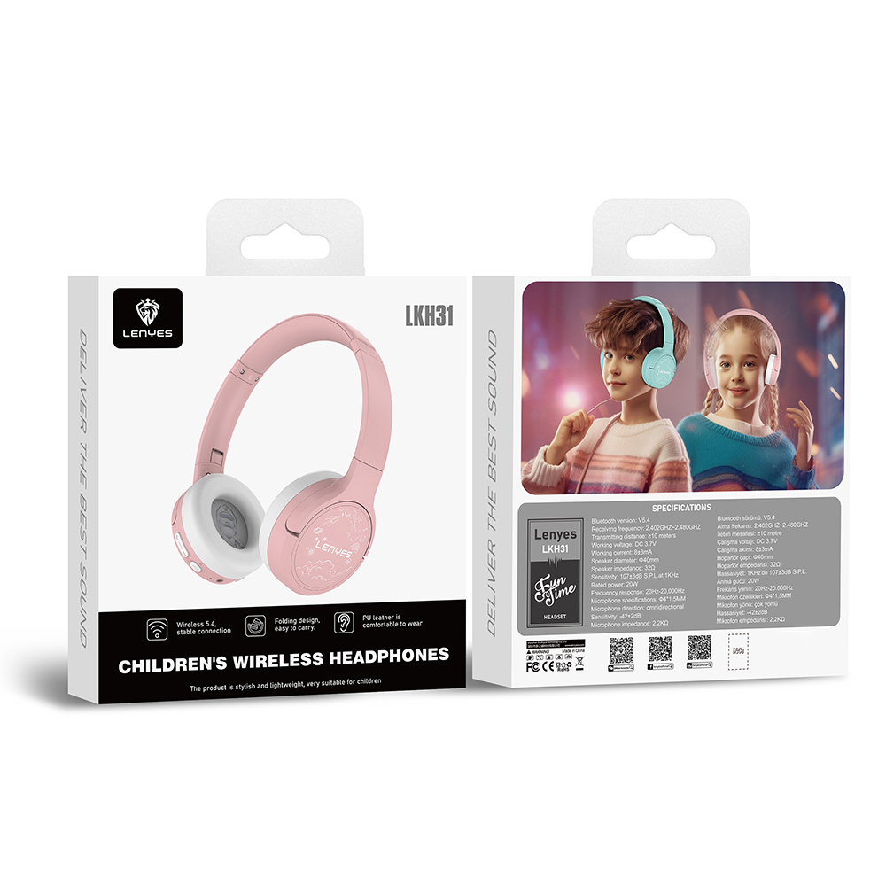 Lenyes LKH31 Ayarlanabilir Çocuklara Özel Kulak Üstü Kablolu ve Bluetooth Kulaklık v5.4 - 14