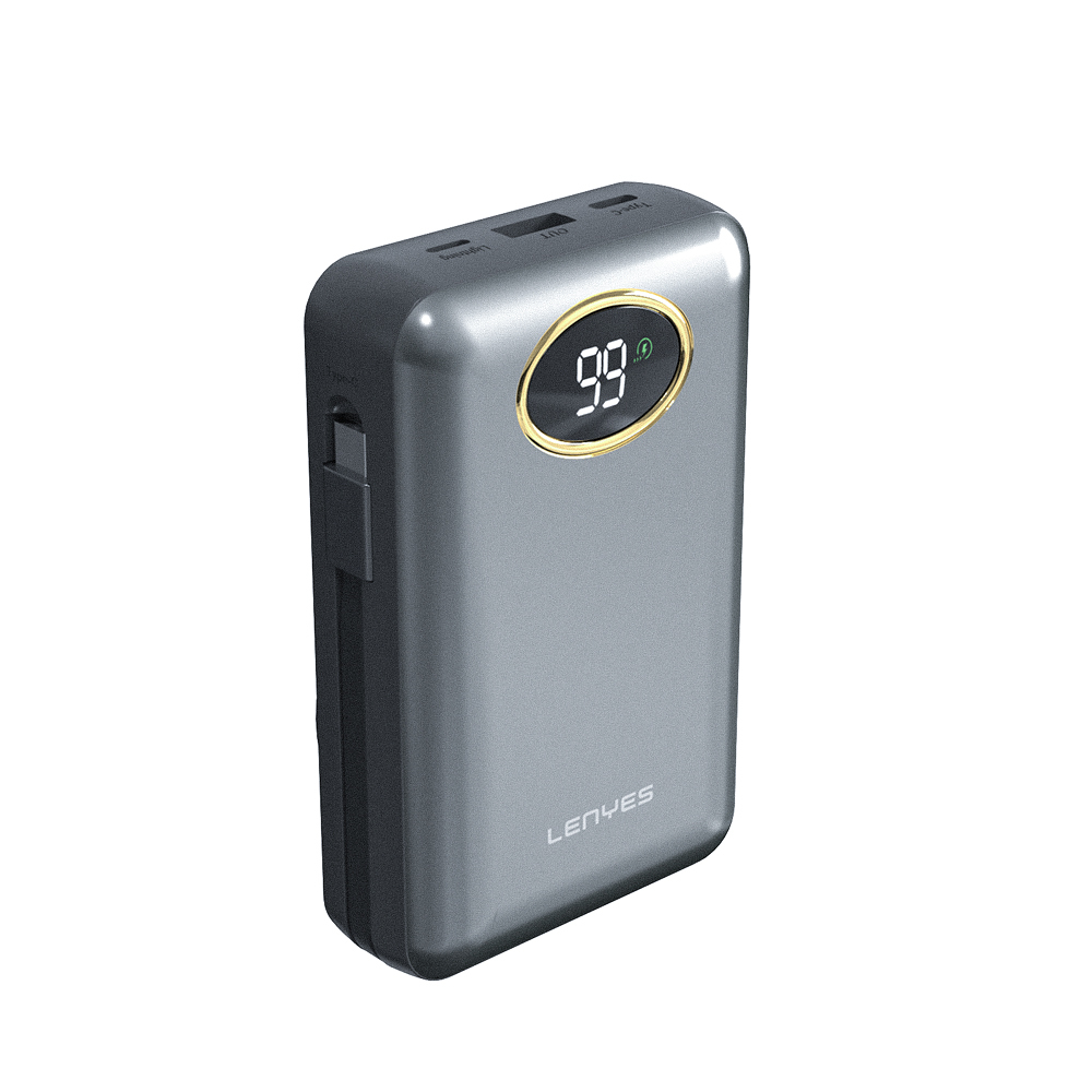 Lenyes PW222D Dijital LED Göstergeli Kablosuz Şarj Özellikli Type-C ve Lightning Kablolu Powerbank 18W 20.000mAh - 3