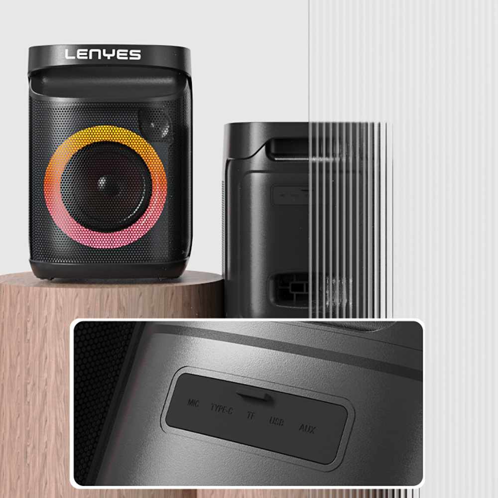 Lenyes S881 Su Geçirmez Mikrofonlu Çoklu Giriş RGB Işıklı TWS Karaoke FM Bluetooth Hoparlör v5.3 - 11
