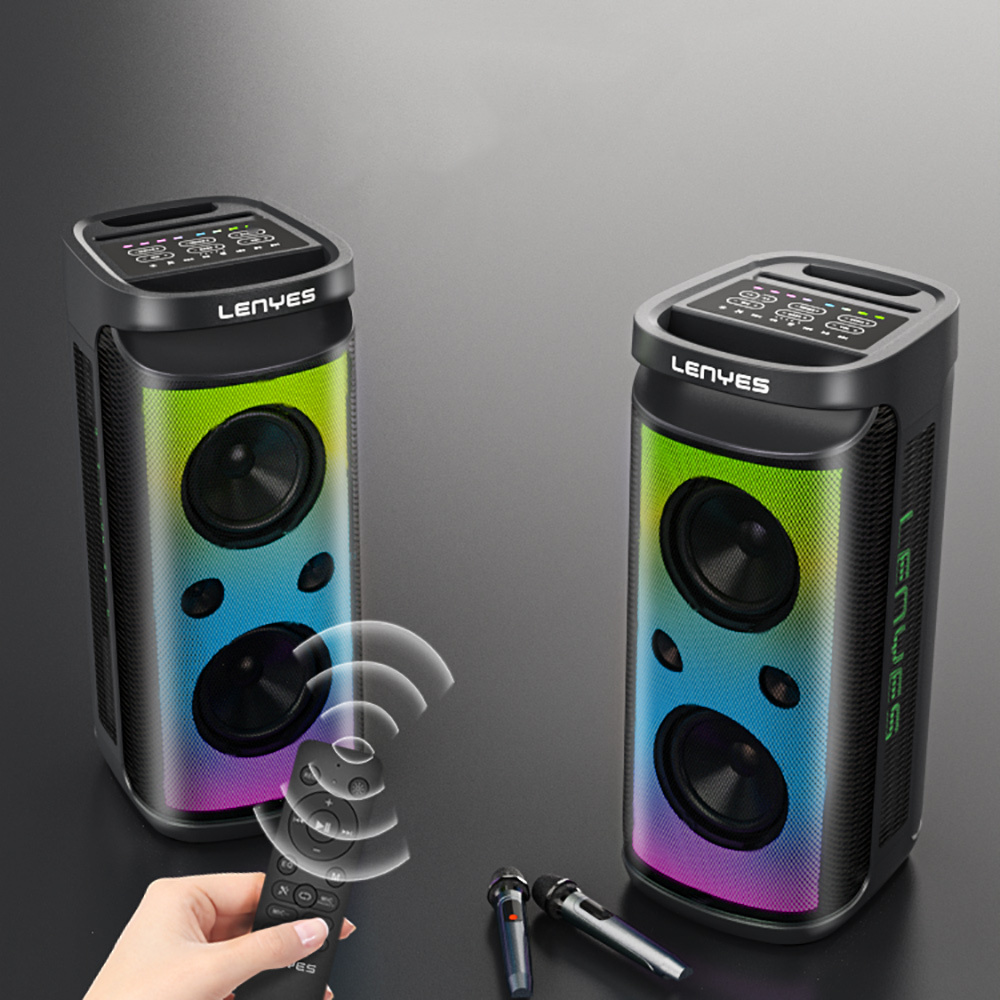 Lenyes S883 Su Geçirmez Tekerlekli Mikrofonlu Çoklu Giriş RGB Işıklı TWS Karaoke FM Bluetooth Hoparlör v5.3 - 9