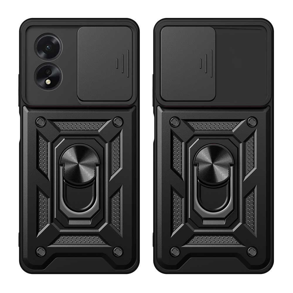 Oppo A38 Uyumlu Kılıf Magnetik Standlı Kamera Korumalı Zore Sürgülü Vega Kapak - 1