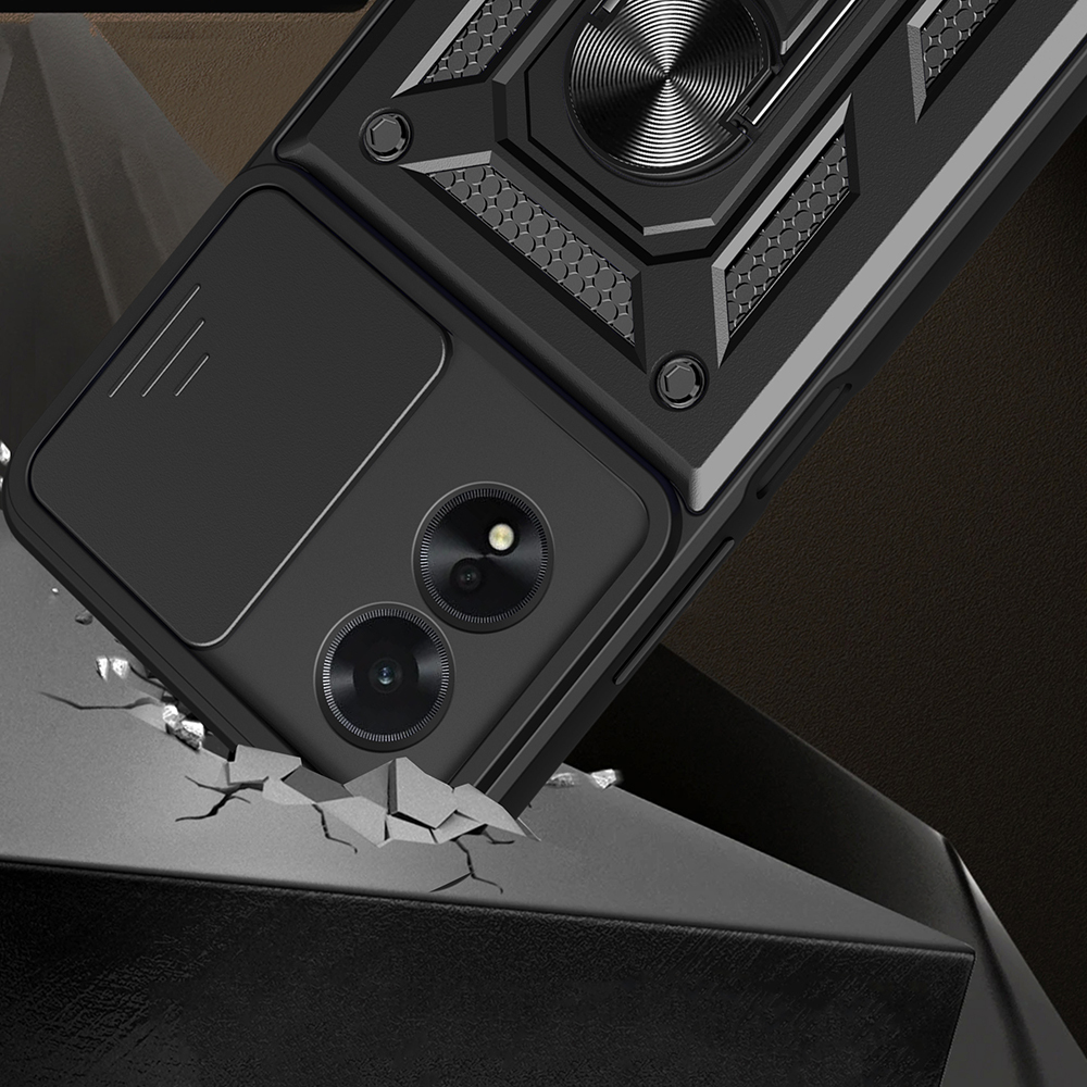 Oppo A38 Uyumlu Kılıf Magnetik Standlı Kamera Korumalı Zore Sürgülü Vega Kapak - 2