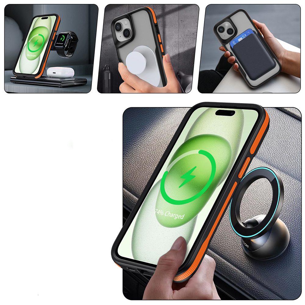 Apple iPhone 15 Uyumlu Kılıf Magsafe Şarj Özellikli Renkli Kenar Airbag Şeritli Zore Lamer Kapak - 5