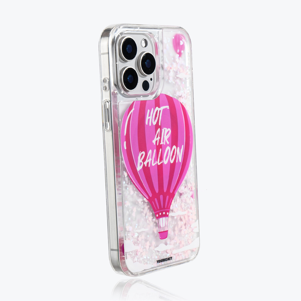 Apple iPhone 16 Pro Uyumlu Kılıf Magsafe Şarj Özellikli Parlak Kumlu Sıvılı Youngkit Pink Dream Quicksand Serisi Kapak - 5