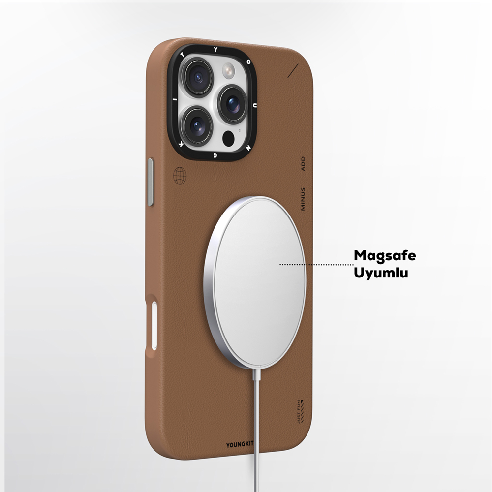Apple iPhone 15 Pro Uyumlu Kılıf Magsafe Şarj Özellikli Basit Mat Deri Desenli Youngkit Tech Fashion Serisi Kapak - 4