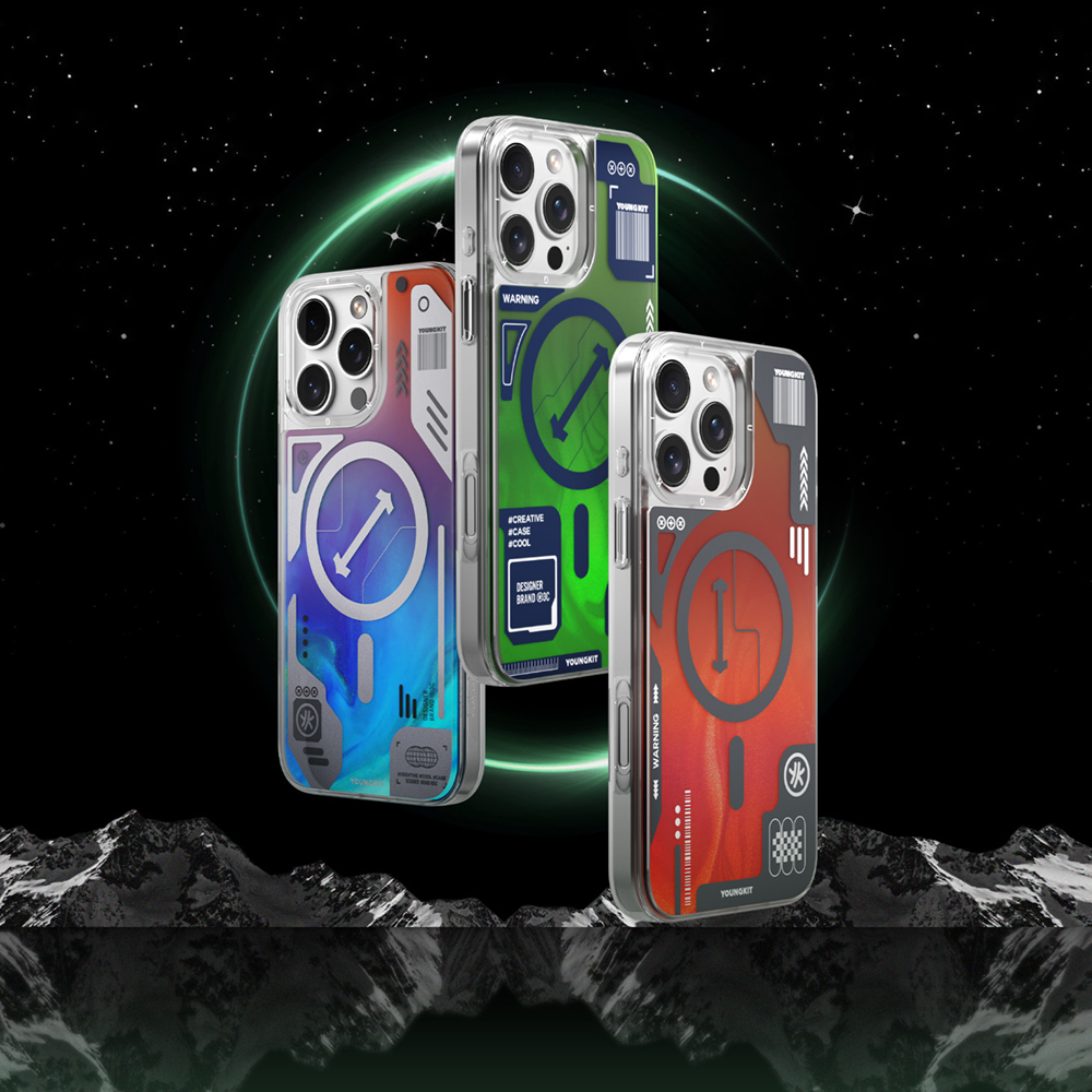 Apple iPhone 16 Pro Uyumlu Kılıf Magsafe Şarj Özellikli Parlak Kumlu Sıvılı Tasarımlı Galaxy Fantasy Serisi Kapak - 14