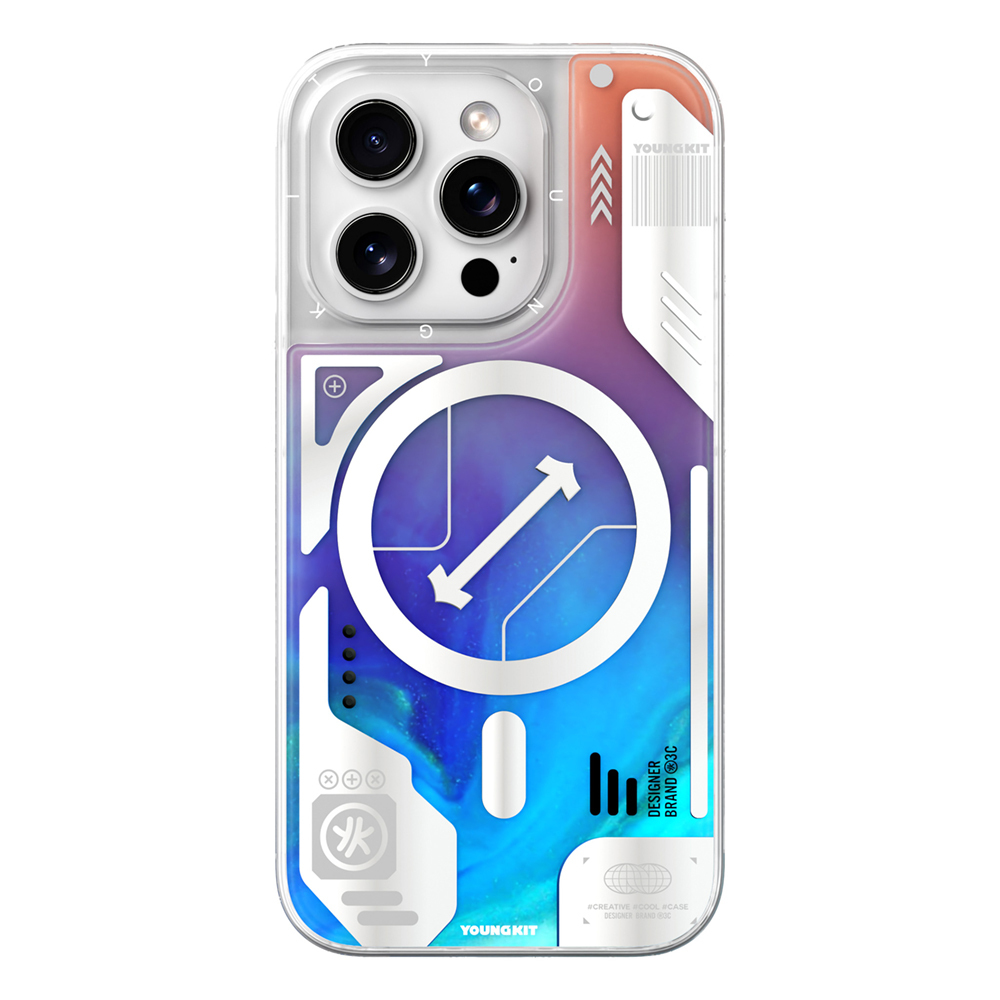 Apple iPhone 16 Pro Max Uyumlu Kılıf Magsafe Şarj Özellikli Parlak Kumlu Sıvılı Tasarımlı Galaxy Fantasy Serisi Kapak - 6