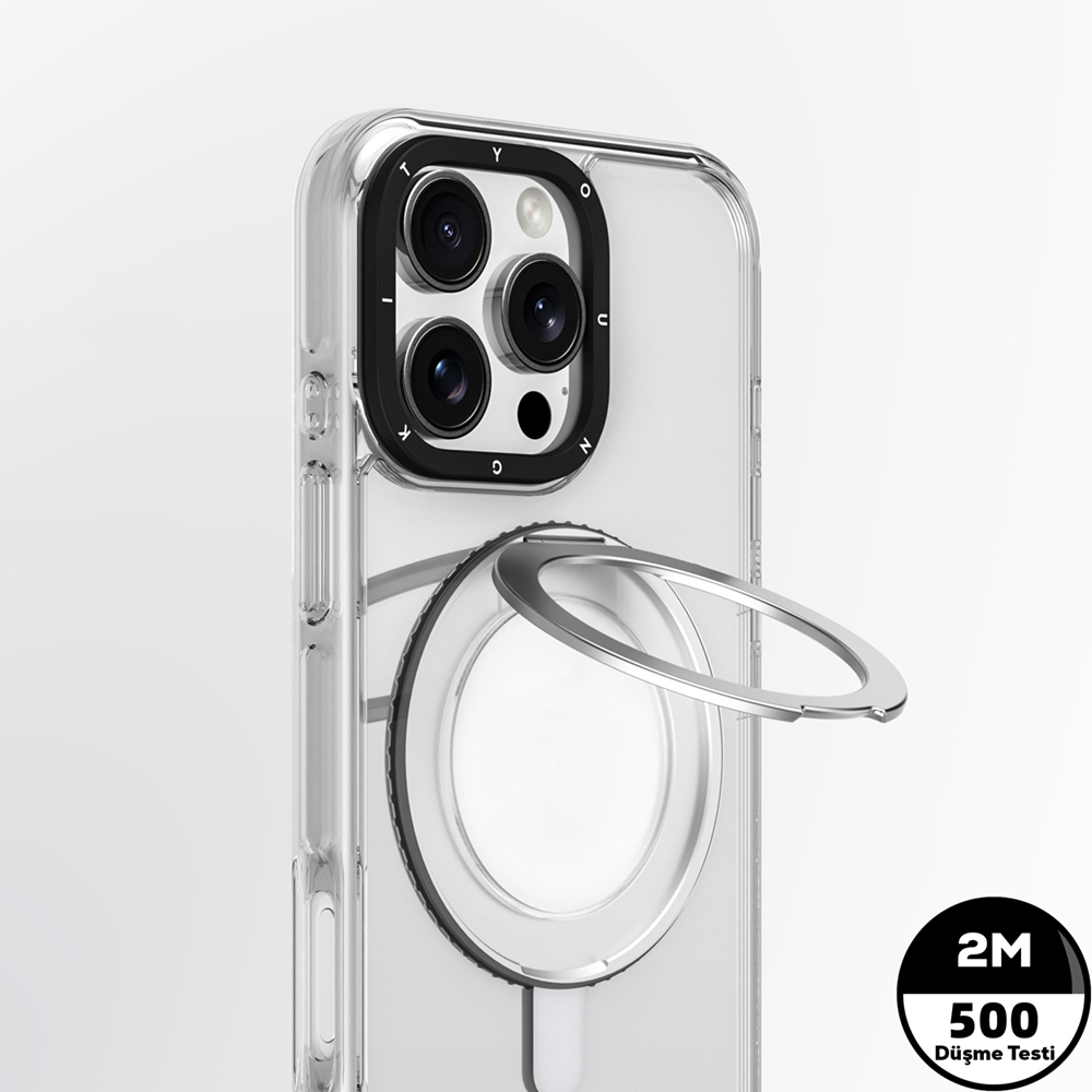 Apple iPhone 16 Uyumlu Kılıf Magsafe Şarj Özellikli Parmak Ring Standlı Youngkit Pivot Serisi Kapak - 3