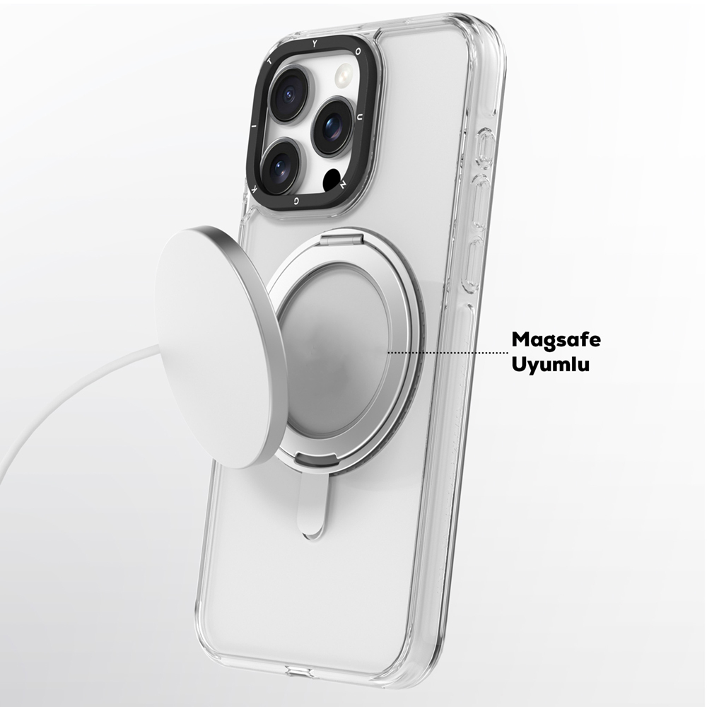 Apple iPhone 16 Pro Uyumlu Kılıf Magsafe Şarj Özellikli Parmak Ring Standlı Youngkit Pivot Serisi Kapak - 5