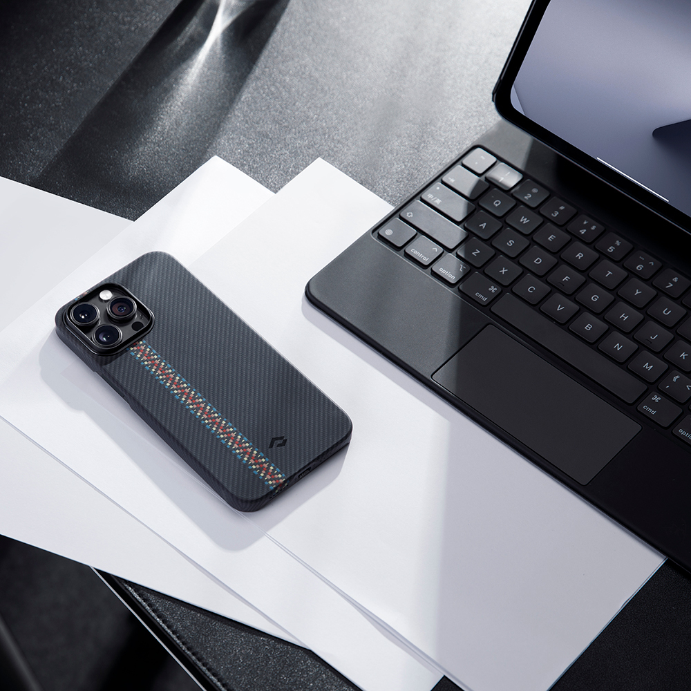 Apple iPhone 14 Pro Uyumlu Kılıf Magsafe Şarj Özellikli 600D Aramid Fiber Pitaka Tactile Woven Orchestra Serisi Rhapsody Kapak - 27