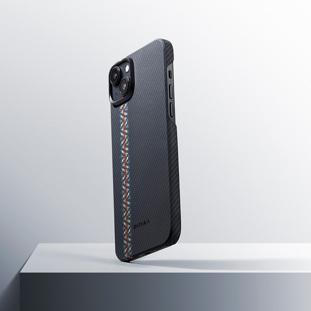 Apple iPhone 15 Plus Uyumlu Kılıf Magsafe Şarj Özellikli 600D Aramid Fiber Pitaka Tactile Woven Orchestra Serisi Rhapsody Kapak - 14