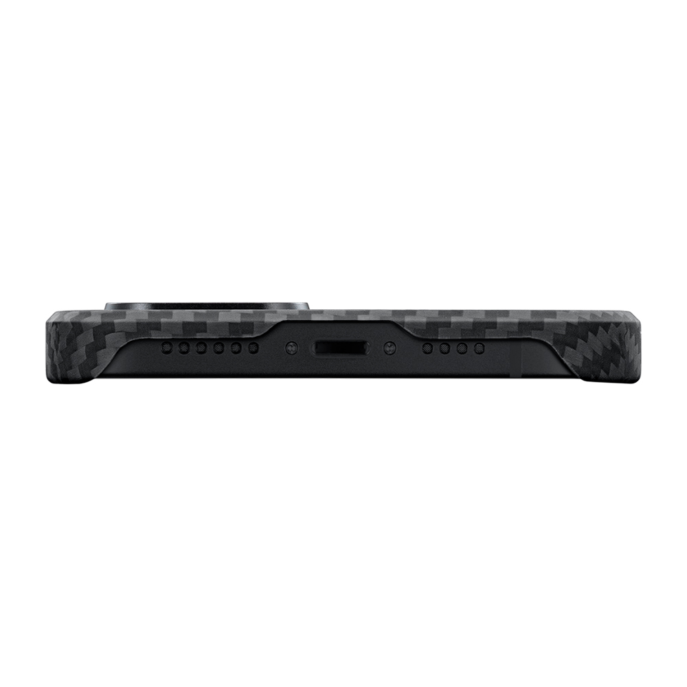 Apple iPhone 14 Uyumlu Kılıf Magsafe Şarj Özellikli 1500D Aramid Fiber Pitaka Ultra-Slim Classic Serisi Black-Grey Twill Kapak - 10