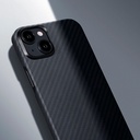 Apple iPhone 15 Plus Uyumlu Kılıf Magsafe Şarj Özellikli 1500D Aramid Fiber Pitaka Ultra-Slim Classic Serisi Black-Grey Twill Kapak - 12