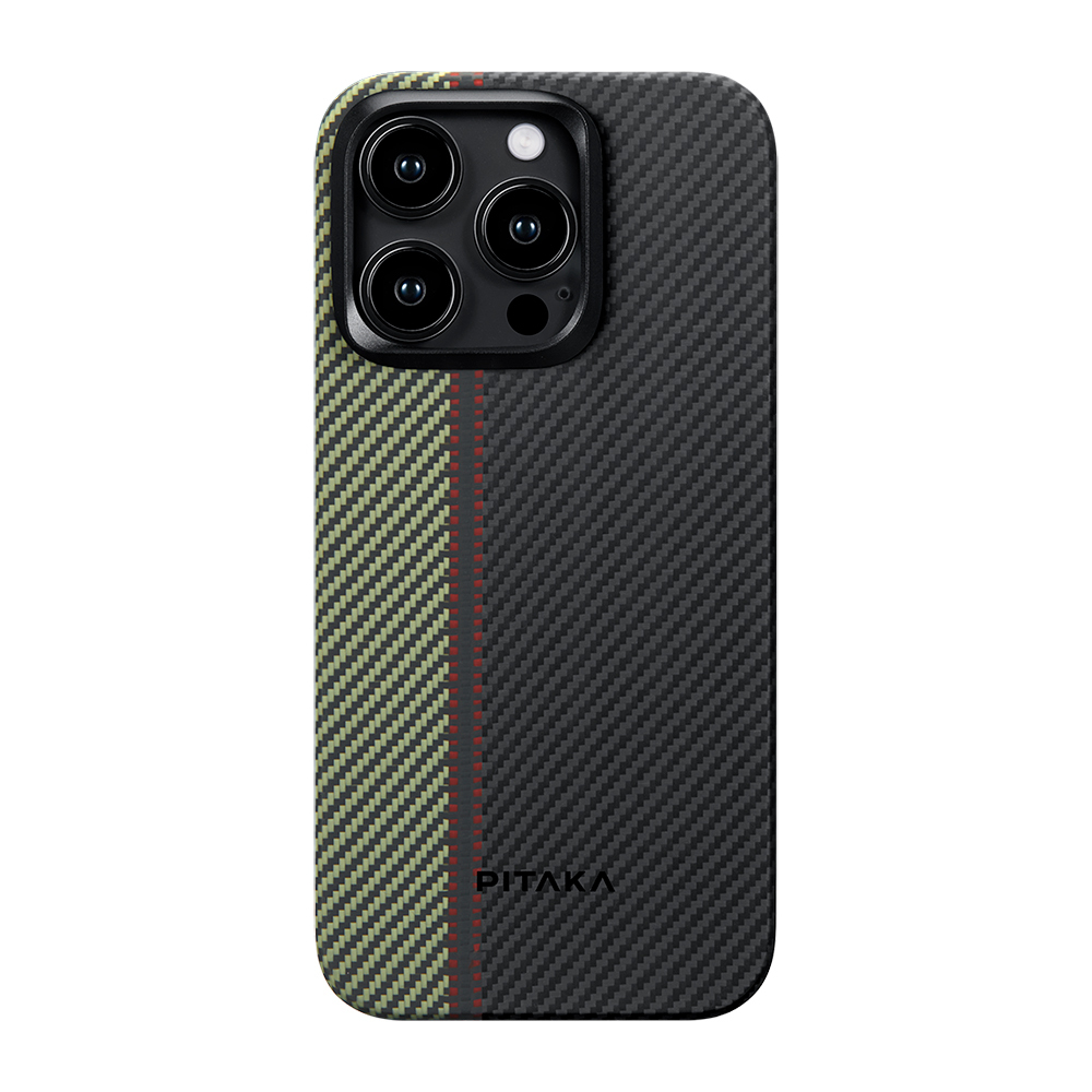 Apple iPhone 15 Pro Max Uyumlu Kılıf Magsafe Şarj Özellikli 600D Aramid Fiber Pitaka Tactile Woven Orchestra Serisi Overture Kapak - 1