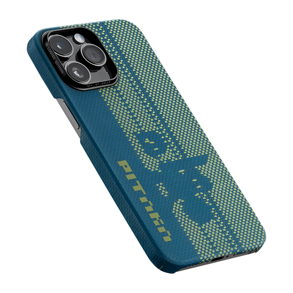 Apple iPhone 14 Pro Uyumlu Kılıf MagSafe Şarj Özellikli Aramid Fiber Pitaka Tactile Woven Pixel Game Kapak - 2