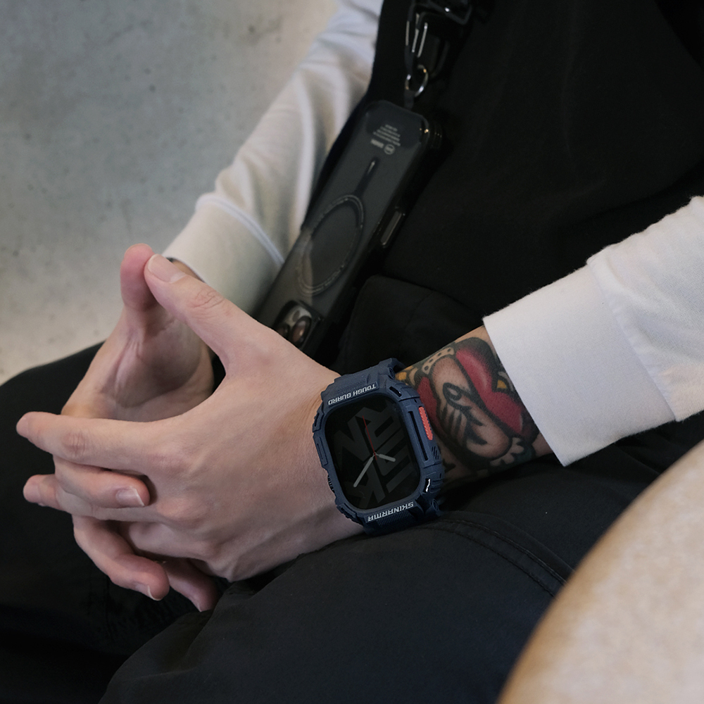 Apple Watch 44 mm Skinarma Mecha 2in1 TPU Kasa Koruyucu + Silikon Kordon - 10