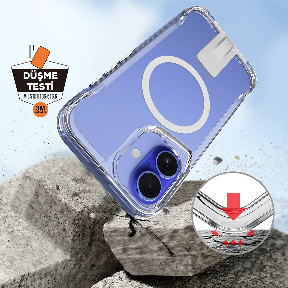 Apple iPhone 16 Uyumlu Kılıf Magsafe Şarj Özellikli Zore T-Max Standlı Kapak - 4
