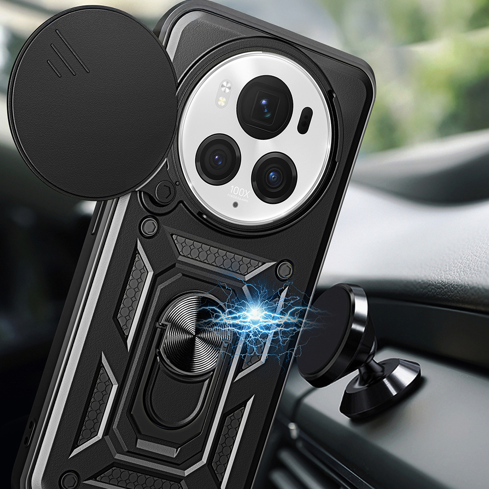 Honor Magic 6 Pro Uyumlu Kılıf Magnetik Standlı Kamera Korumalı Zore Sürgülü Vega Kapak - 3