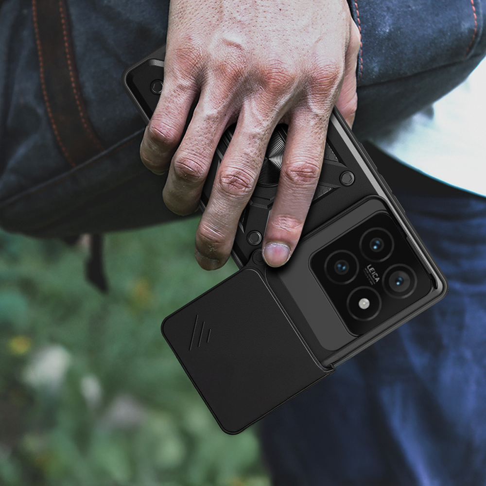 Xiaomi 14T Kılıf Magnetik Standlı Kamera Korumalı Zore Sürgülü Vega Kapak - 8