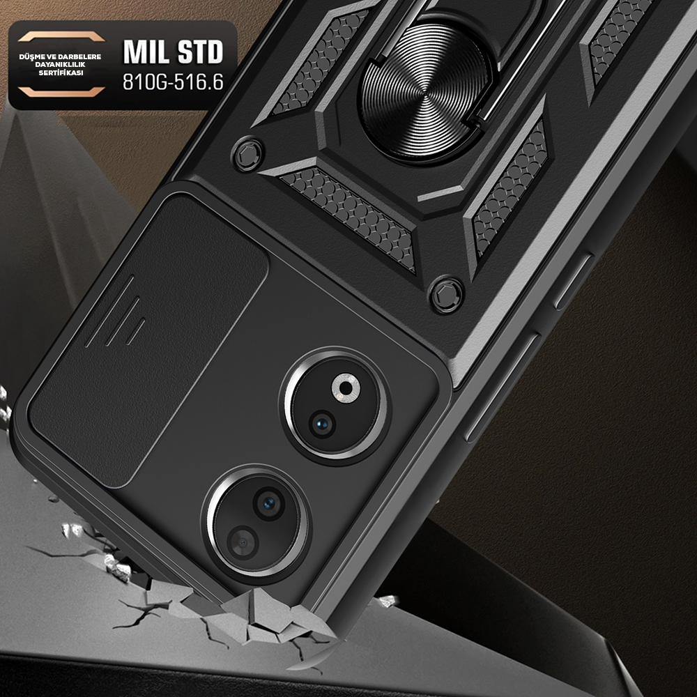 Honor 90 Kılıf Magnetik Standlı Kamera Korumalı Zore Sürgülü Vega Kapak - 2