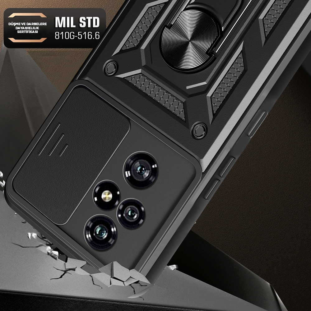 Honor 200 Pro Kılıf Magnetik Standlı Kamera Korumalı Zore Sürgülü Vega Kapak - 2