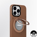 Apple iPhone 15 Pro Max Uyumlu Kılıf Magsafe Şarj Özellikli 360° Standlı Basit Mat Deri Desenli Youngkit Tech Leather Serisi Kapak - 6
