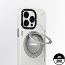 Apple iPhone 15 Pro Max Uyumlu Kılıf Magsafe Şarj Özellikli 360° Standlı Basit Mat Deri Desenli Youngkit Tech Leather Serisi Kapak - 8