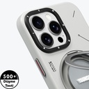 Apple iPhone 16 Pro Max Uyumlu Kılıf Magsafe Şarj Özellikli 360° Standlı Basit Mat Deri Desenli Youngkit Tech Leather Serisi Kapak - 11