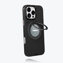 Apple iPhone 16 Pro Max Uyumlu Kılıf Magsafe Şarj Özellikli 360° Standlı Basit Mat Deri Desenli Youngkit Tech Leather Serisi Kapak - 13