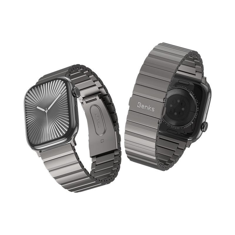 Apple Watch 7 45mm Uyumlu Benks Aero Titan Serisi Titanyum Metal Kordon - 2