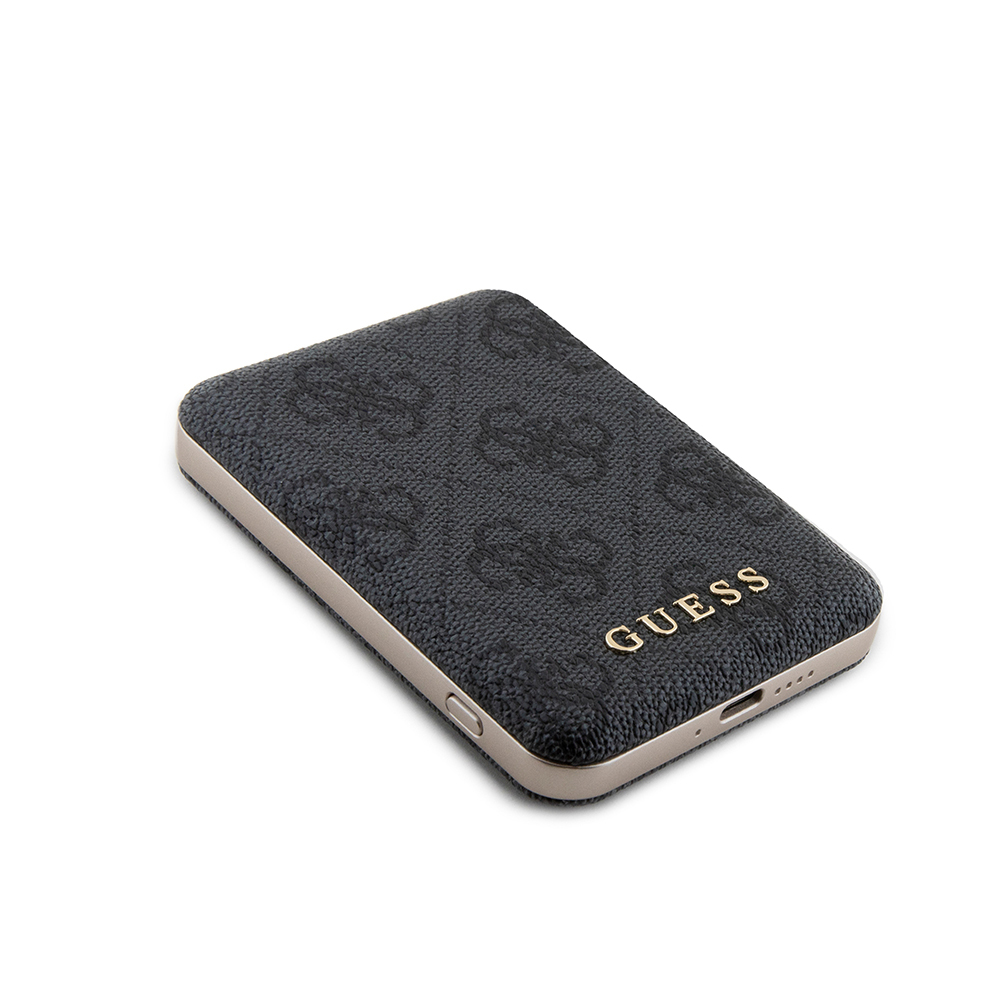 Guess Orjinal Lisanslı Dijital Led Göstergeli PU Deri 4G Desenli Metal Yazı Logolu Powerbank 5000mAh 15W - 2