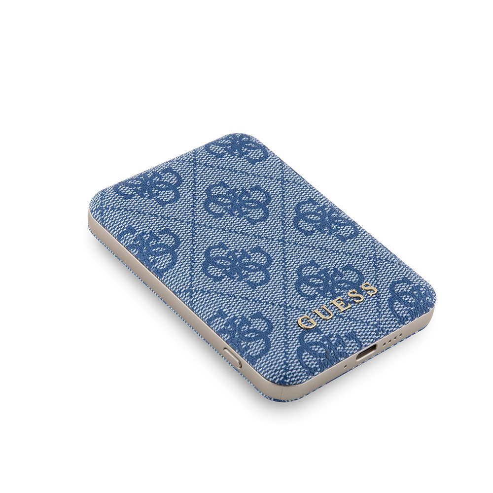 Guess Orjinal Lisanslı Dijital Led Göstergeli PU Deri 4G Desenli Metal Yazı Logolu Powerbank 5000mAh 15W - 7