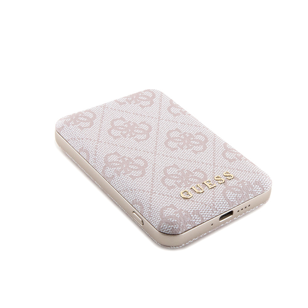 Guess Orjinal Lisanslı Dijital Led Göstergeli PU Deri 4G Desenli Metal Yazı Logolu Powerbank 5000mAh 15W - 10
