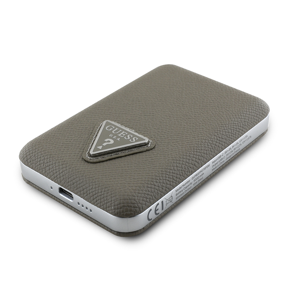 Guess Orjinal Lisanslı Dijital Led Göstergeli PU Deri Yüzey Üçgen Logolu Powerbank 5000mAh 15W - 1