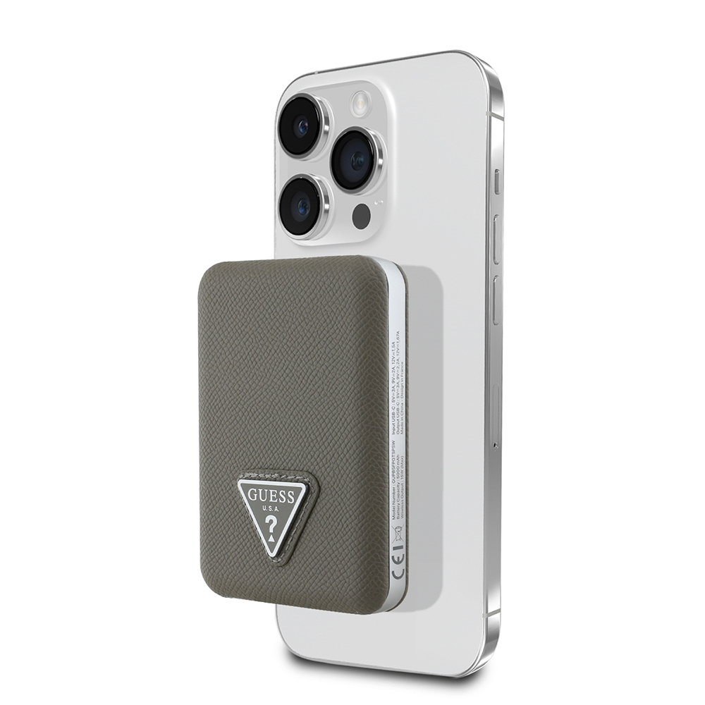 Guess Orjinal Lisanslı Dijital Led Göstergeli PU Deri Yüzey Üçgen Logolu Powerbank 5000mAh 15W - 3
