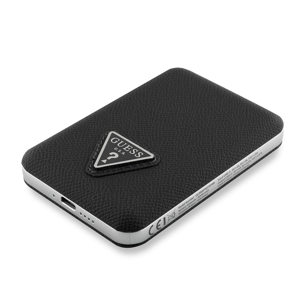 Guess Orjinal Lisanslı Dijital Led Göstergeli PU Deri Yüzey Üçgen Logolu Powerbank 5000mAh 15W - 6