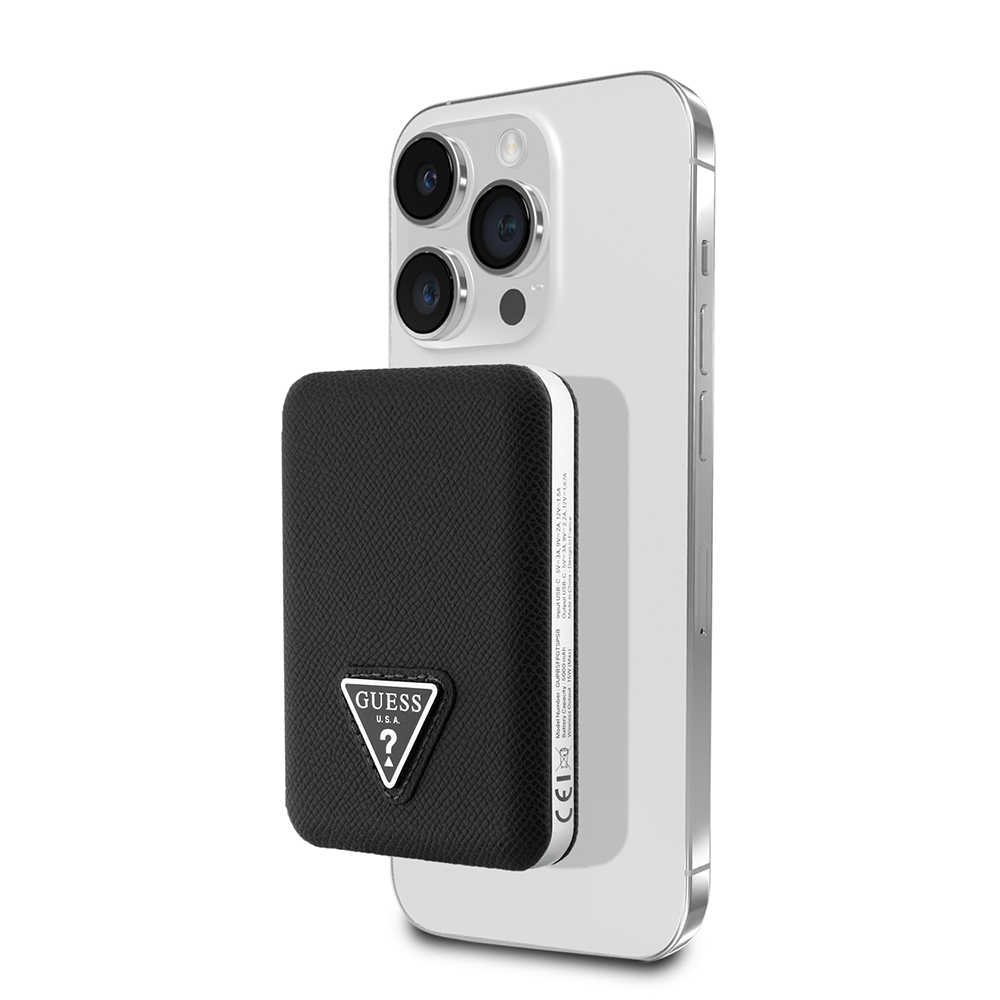 Guess Orjinal Lisanslı Dijital Led Göstergeli PU Deri Yüzey Üçgen Logolu Powerbank 5000mAh 15W - 7