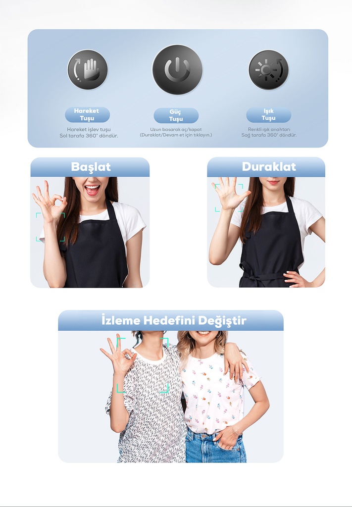 Lenyes LPH104 Canlı Yayın 360 Derece Dönebilen Akıllı Yüz Tanıma Takip Standı - 6
