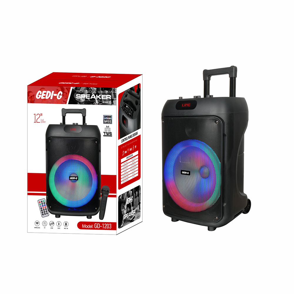 Zore GD-1203 Dijital LED Göstergeli FM Radyolu Mikrofonlu RGB TWS 12 inç Stereo Bass Kablosuz Karaoke Hoparlör - 6