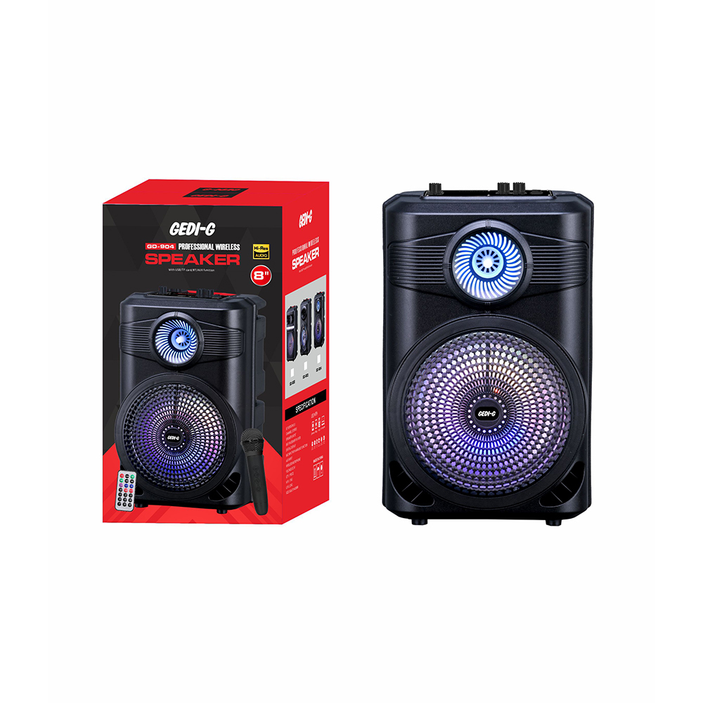 Zore GD-904 Dijital LED Göstergeli FM Radyolu Mikrofonlu RGB TWS 8 inç Stereo Bass Kablosuz Karaoke Hoparlör - 4