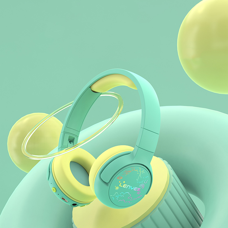 Lenyes LKH30 Ayarlanabilir Katlanabilir Çocuklara Özel Işık Efektli Kulak Üstü Kablolu ve Bluetooth Kulaklık v5.3 - 1