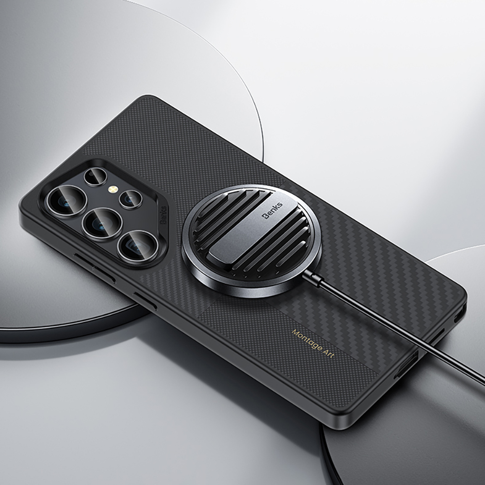 Samsung Galaxy S25 Uyumlu Ultra Kılıf Magsafe Şarj Özellikli Karbon Fiber Benks Montage Hybrid ArmorPro Kevlar Kapak - 6