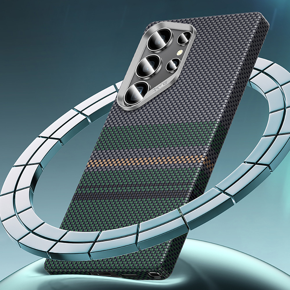 Samsung Galaxy S25 Uyumlu Ultra Kılıf Magsafe Şarj Özellikli Karbon Fiber Tasarımlı Benks Aurora ArmorAir Kevlar Kapak - 10